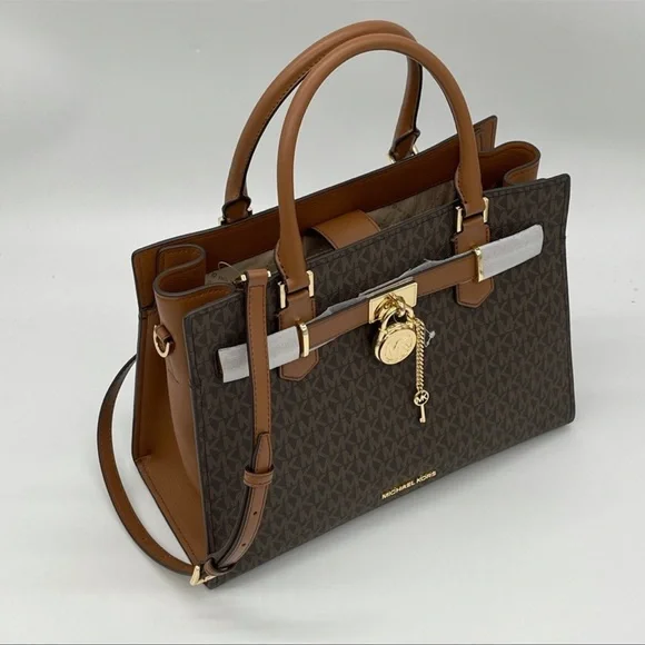 Michael Kors Medium Hamilton Satchel Bag Brown - Picture 5 of 13